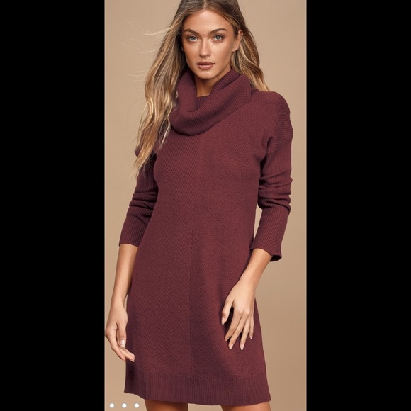NWT Lulus Tea Reader Burgundy Sweater Dress - Picture 2 of 3